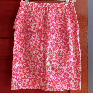NWT Lilly Pulitzer neon pink floral pencil skirt size 0